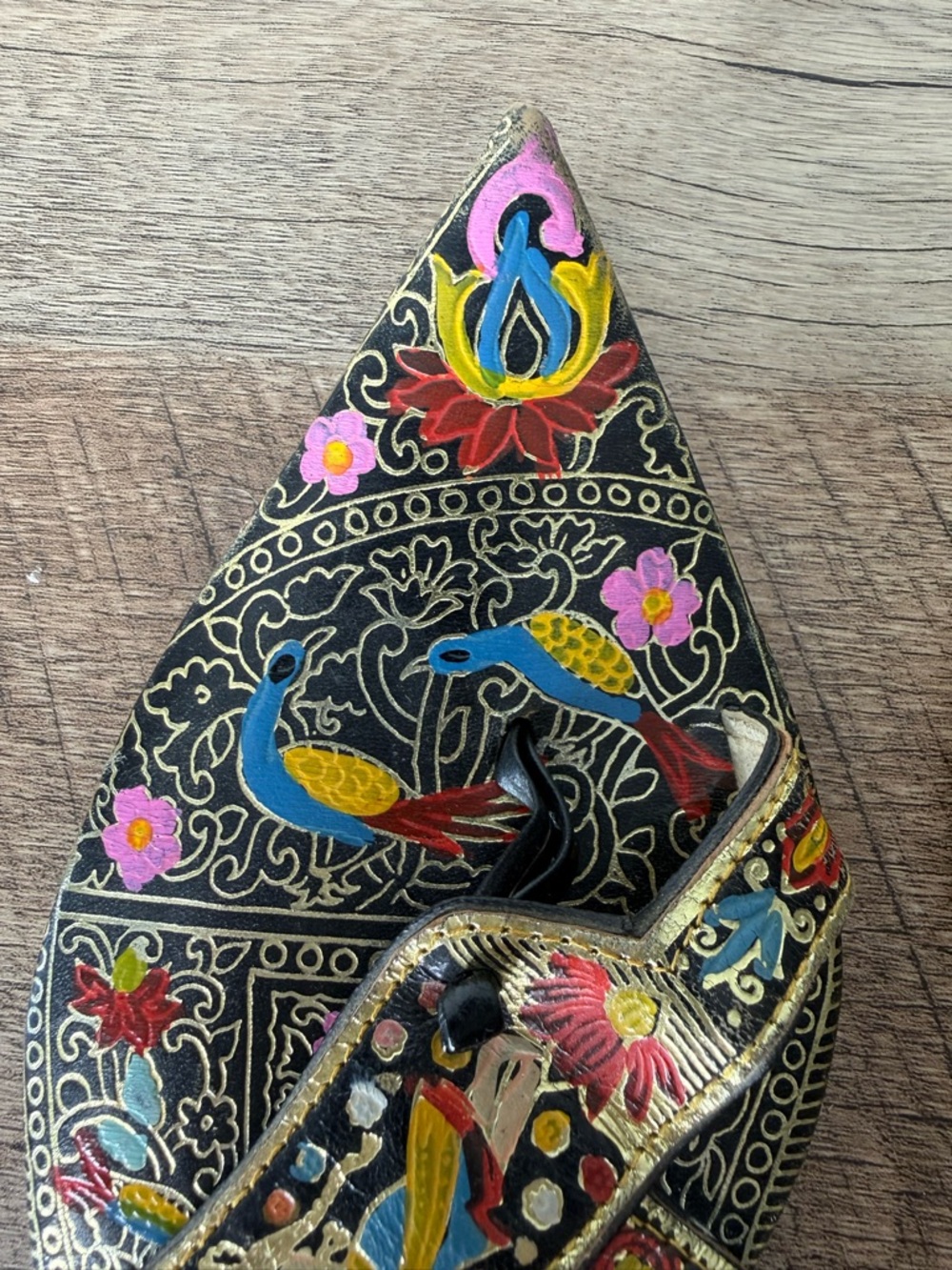 Hand Painted Leather Pointed Traditional Indian Desi Flat Juttis Sandals Thong 6 - Picture 3 of 11